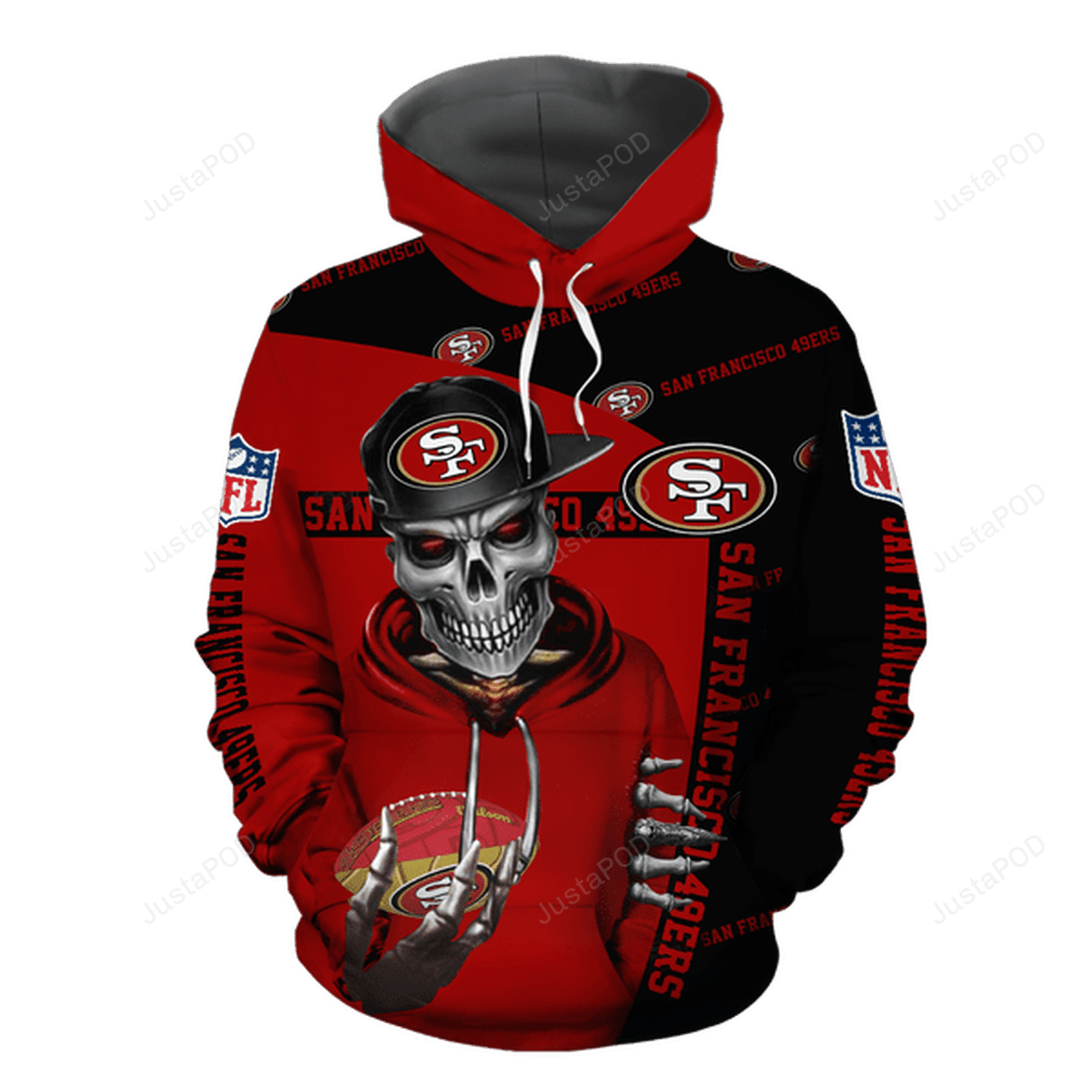 Nfl San Francisco 49ers Skeleton Men And Women 3d Hoodie Zip Hoodie San Francisco 49ers 3d Shirt San Francisco 49ers 3d Hoodie Shirt