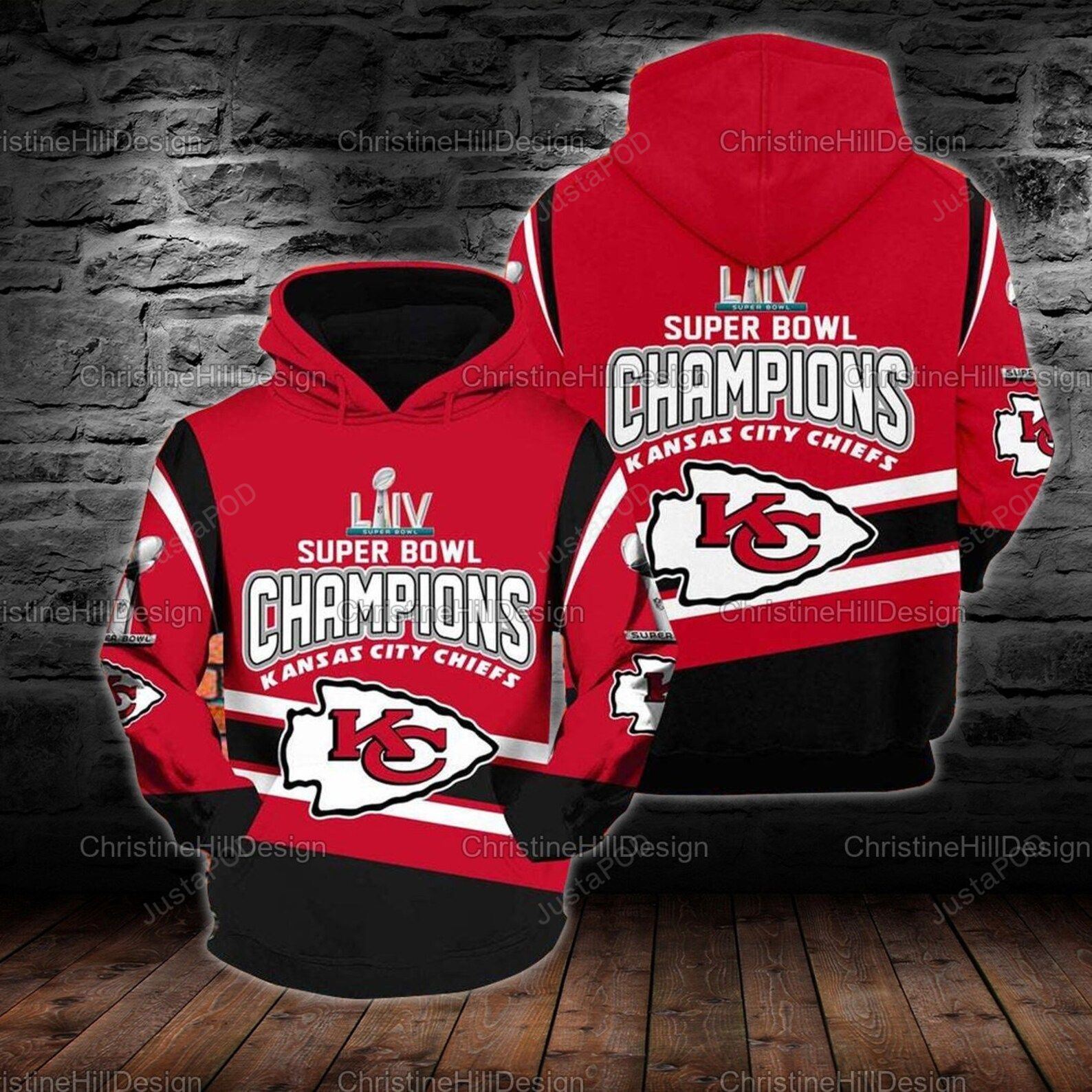 Nfl Super Bowl Champions Kansas City Chiefs 3d All Over Print Hoodie Zip- Up Hoodie