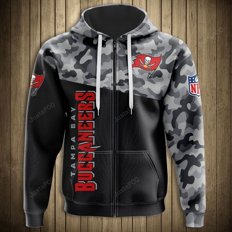 Nfl Tampa Bay Buccaneers Military Camo Men And Women 3d Zip Up Hoodie And Hoodie Tampa Bay Buccaneers 3d Shirt For Fans