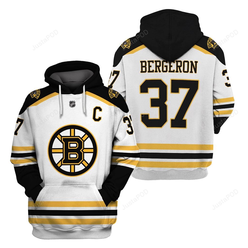 Nhl Boston Bruins Patrice Bergeron 37 White For Fans 3d All Over Print Hoodie Zip-up Hoodie