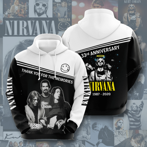 Nirvana 1987-2020 33rd Anniversary 3d Hoodie Sweatshirt