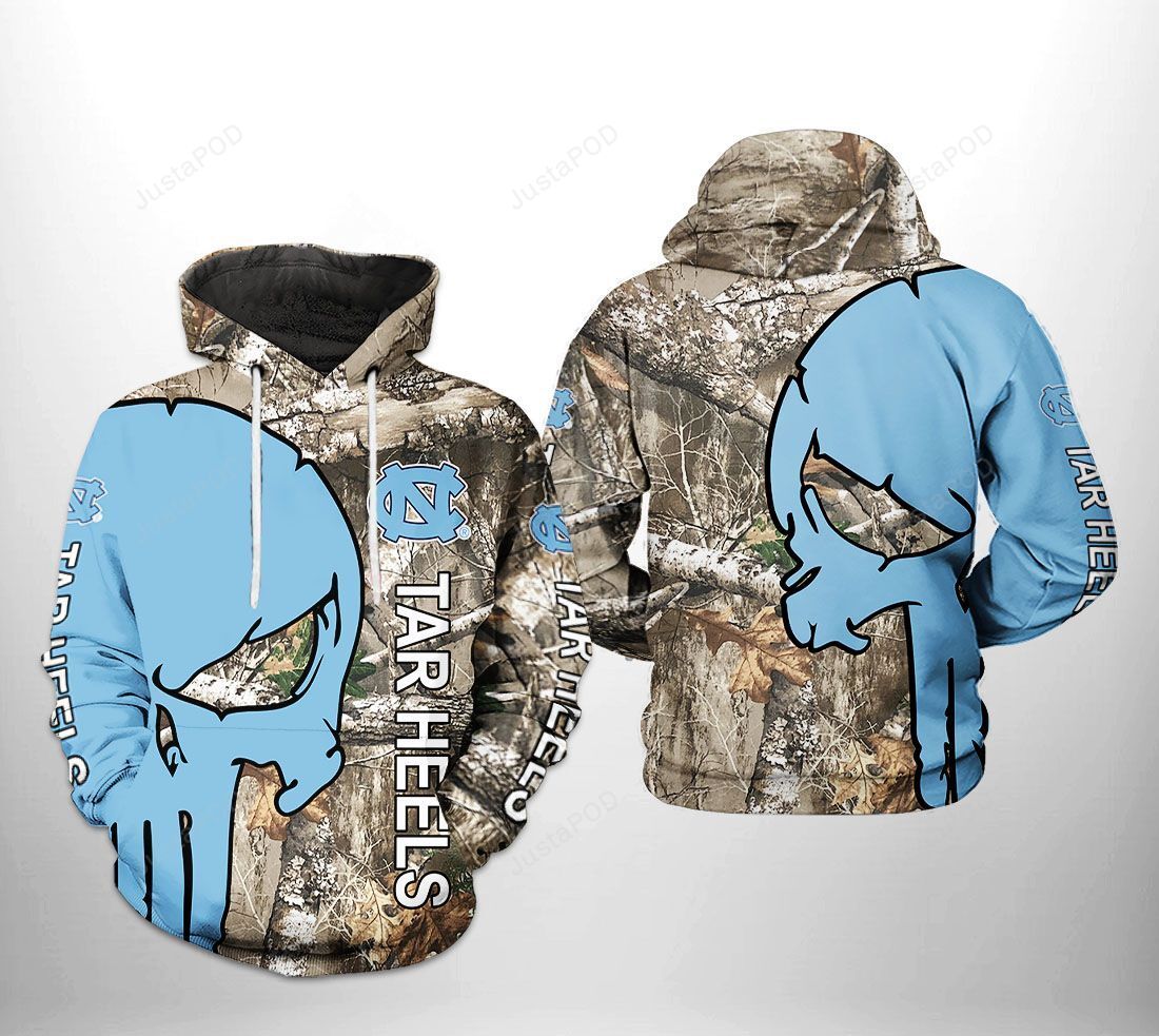 North Carolina Tar Heels Ncaa Camo Veteran Hunting 3d All Over Print Hoodie Zip-up Hoodie