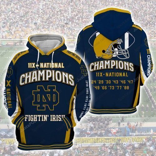 Notre Dame Fighting Irish For Unisex 3d All Over Print Hoodie Zip-up Hoodie