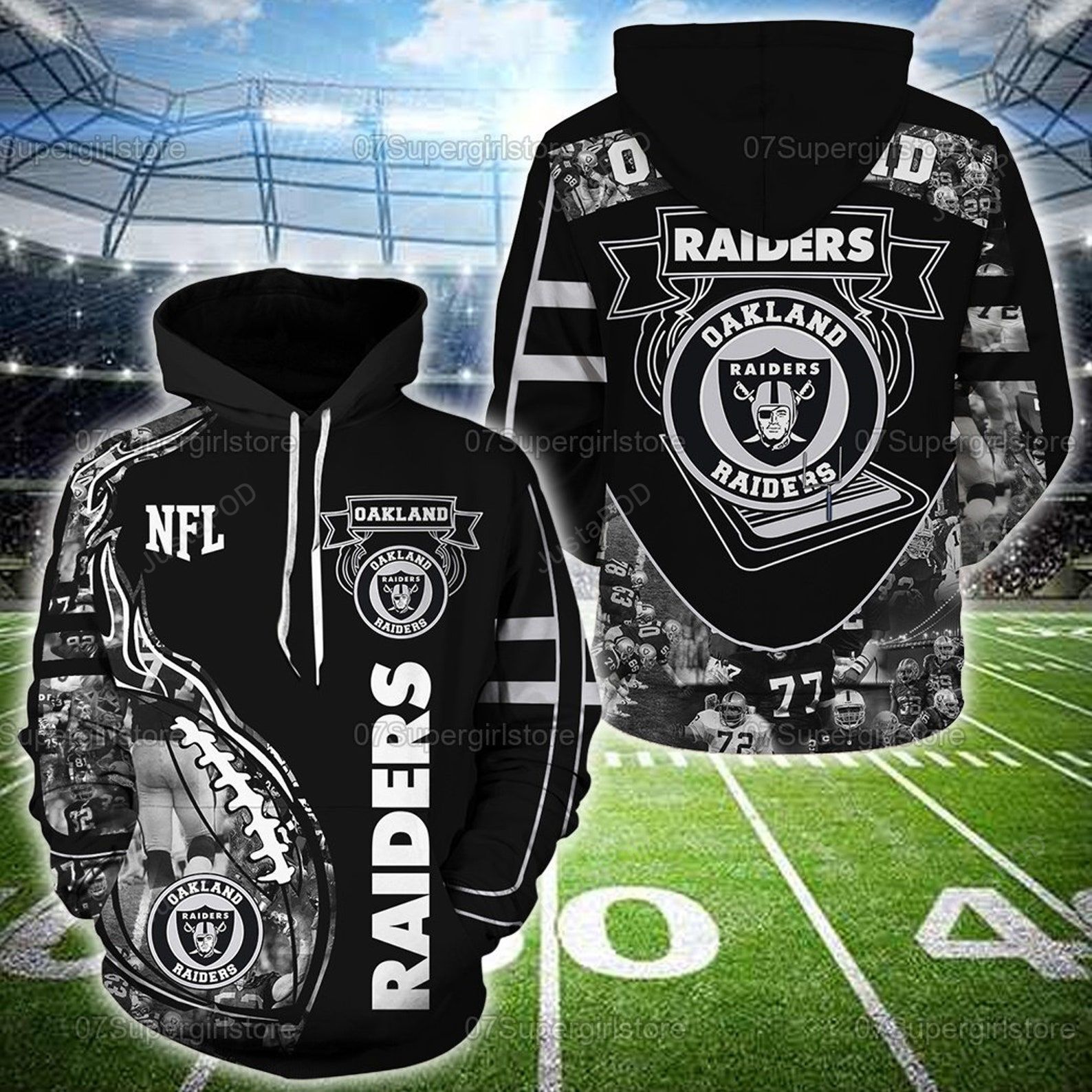 Oakland Raiders 3d All Over Print Hoodie Zip-up Hoodie-trungten-kiqfj