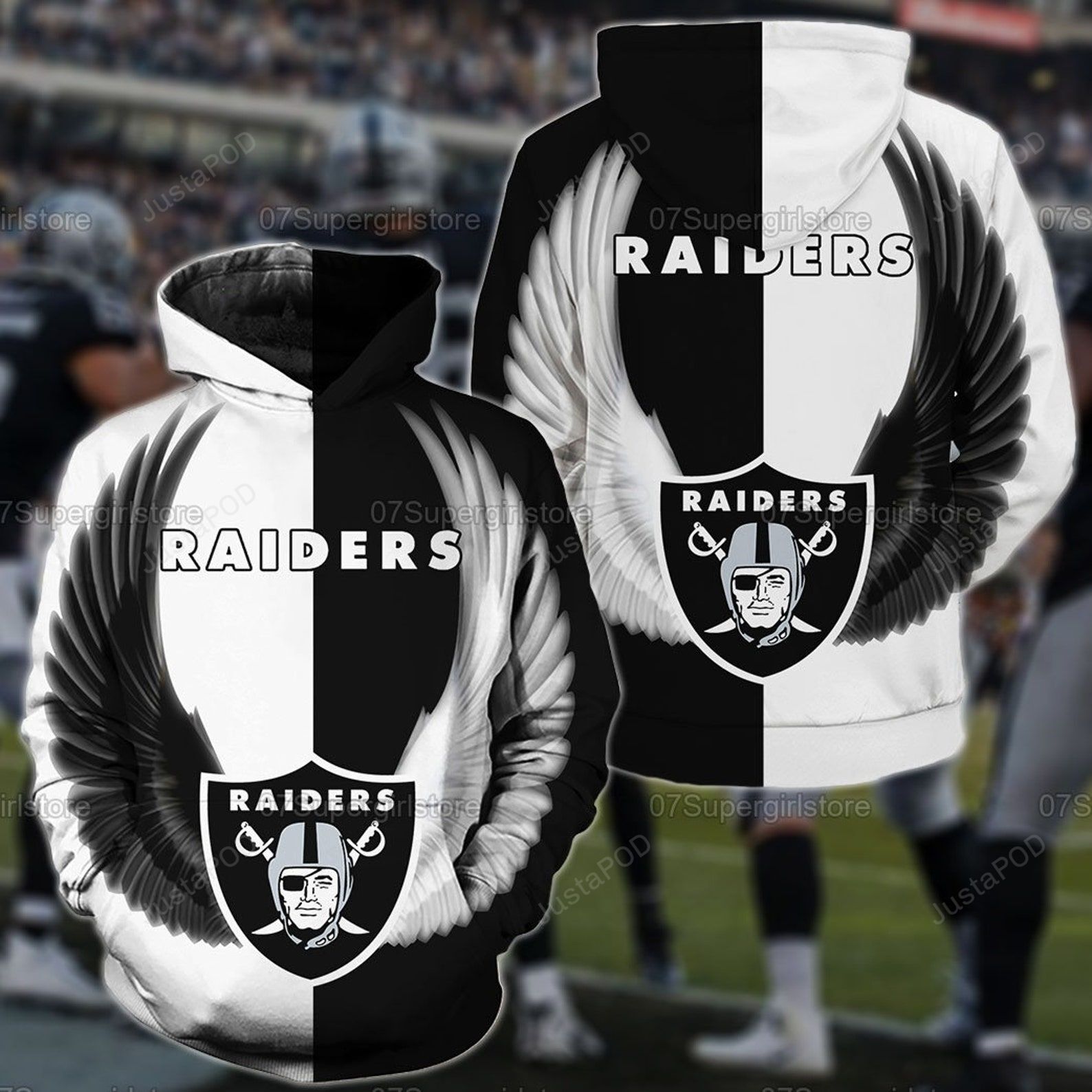 Oakland Raiders 3d All Over Print Hoodie Zip-up Hoodie-trungten-w072a