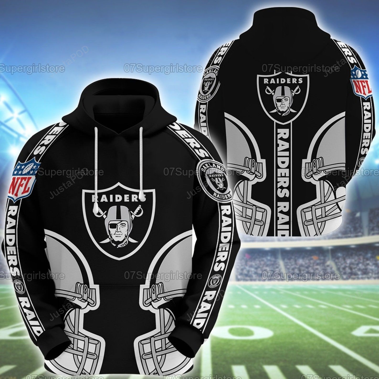 Oakland Raiders 3d All Over Print Hoodie Zip-up Hoodie-trungten-z2xx1