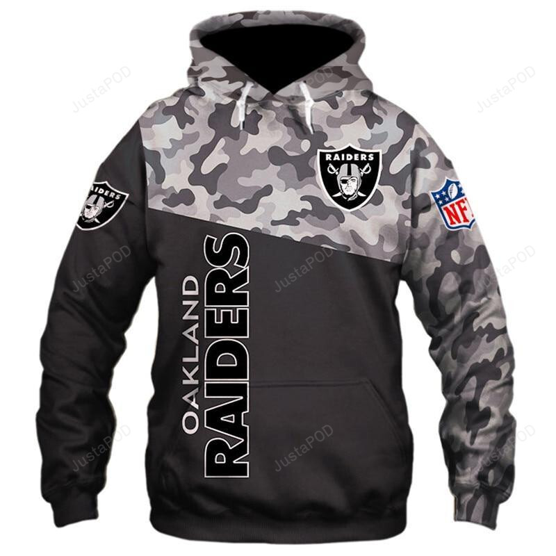 Oakland Raiders 3d All Over Printed Hoodie Zip- Up Hoodie