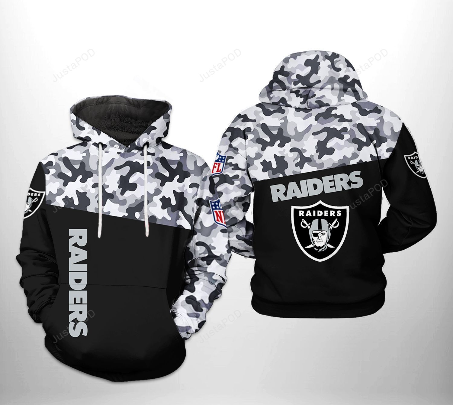 Oakland Raiders Nfl Camo Veteran Team 3d All Over Print Hoodie Zip-up Hoodie