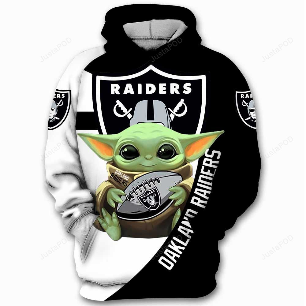 Oakland Raiders Nfl Yoda Baby Yoda Star Wars 3d Hoodie