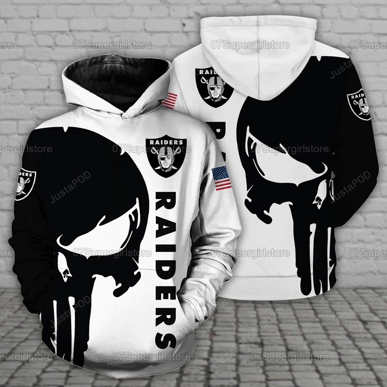 Oakland Raiders Skull 3d All Over Print Hoodie Zip-up Hoodie-trungten-q5ri4