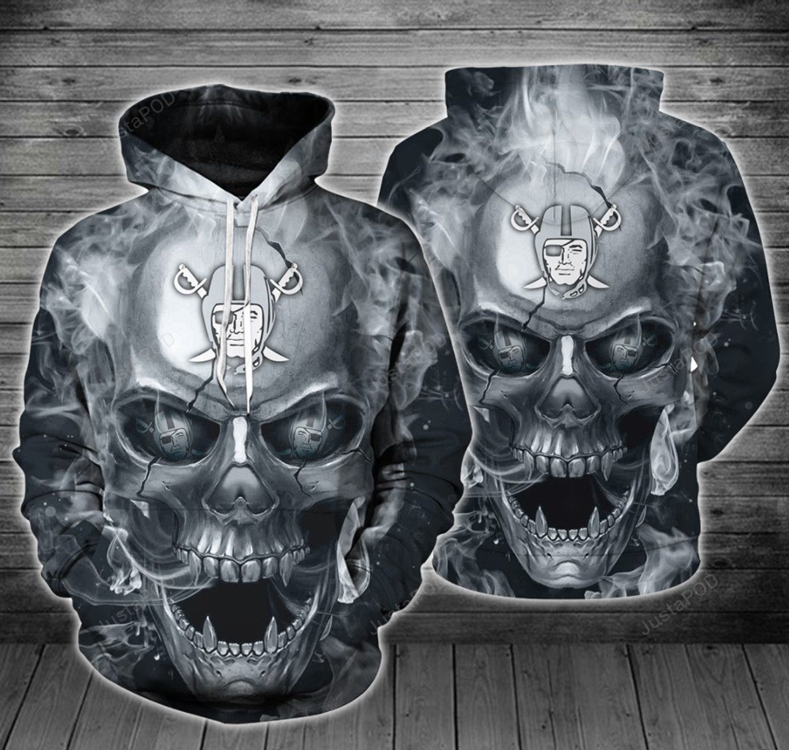 Oakland Raiders Skull 3d All Over Print Hoodie Zip-up Hoodie-trungten-r1url