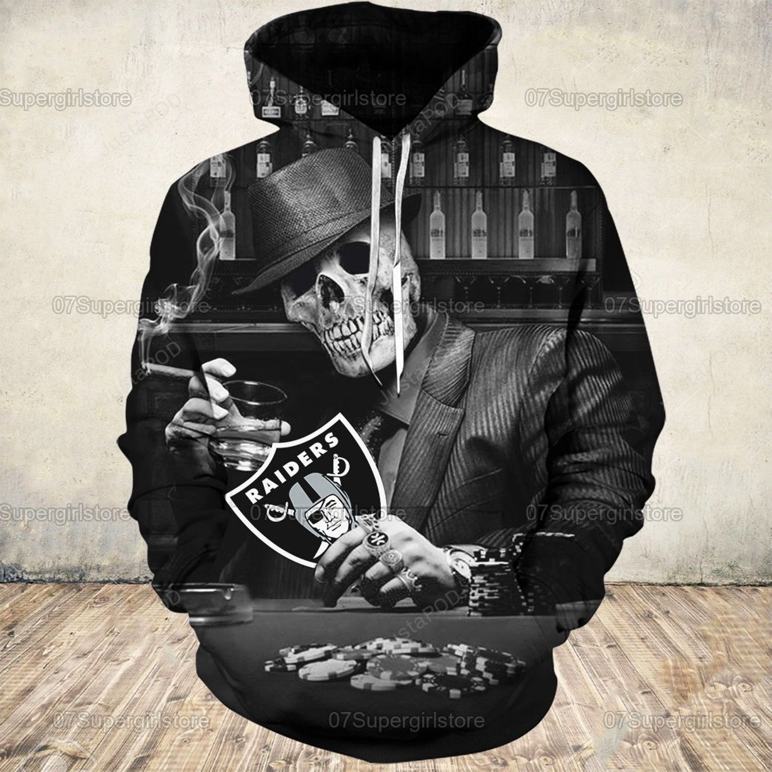 Oakland Raiders Skull 3d All Over Print Hoodie Zip-up Hoodie-trungten-vokxh