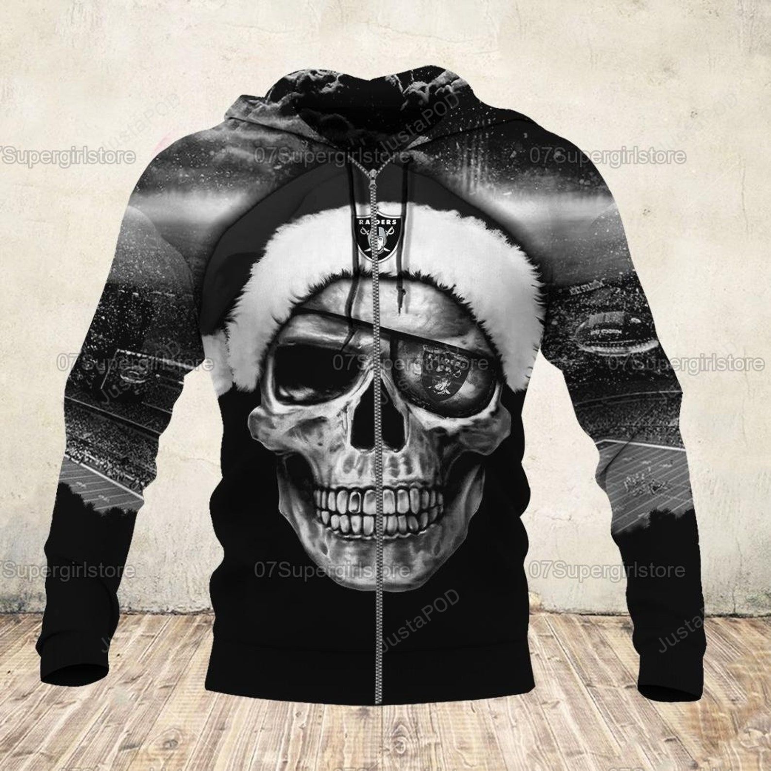 Oakland Raiders Skull 3d All Over Print Hoodie Zip-up Hoodie-trungten-zw2vx