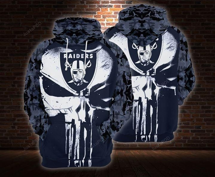 Oakland Raiders Skull 3d All Over Print Hoodie Zip-up Hoodie