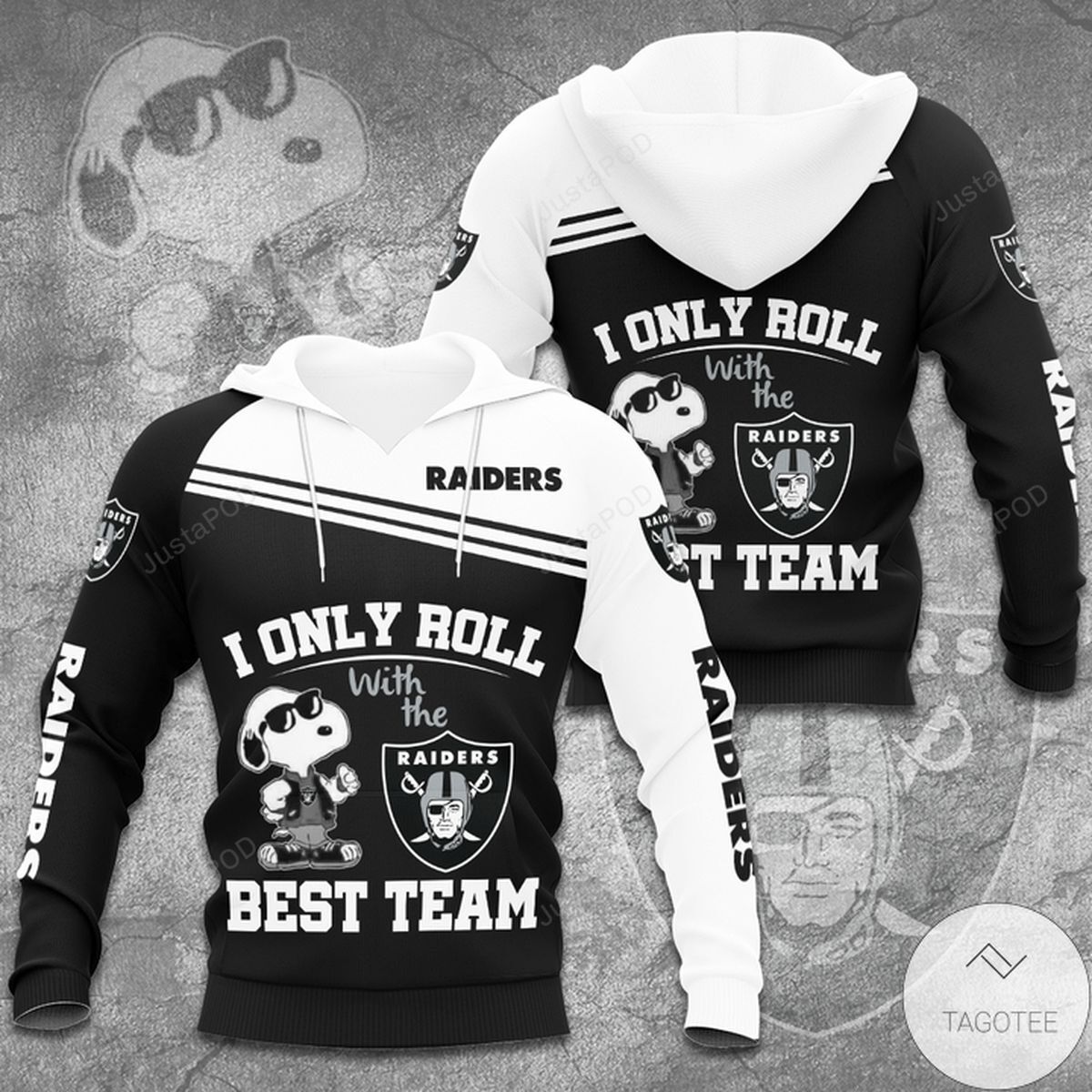 Oakland Raiders Snoopy I Only Roll With The Best Team For Unisex 3d All Over Print Hoodie Zip-up Hoodie