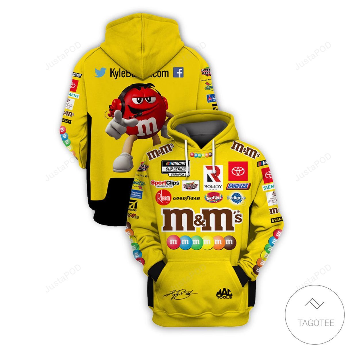 Official Mm Nascar Cup Kyle Busch Unisex 3d All Over Print Hoodie Zip-up Hoodie