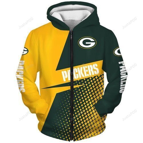 Official Nfl Green Bay Packers 3d All Over Print Hoodie Zip-up Hoodie