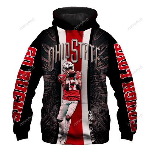 Official Ohio State Buckeyes Nfl 17 Chris Olave 3d All Over Print Hoodie Zip-up Hoodie