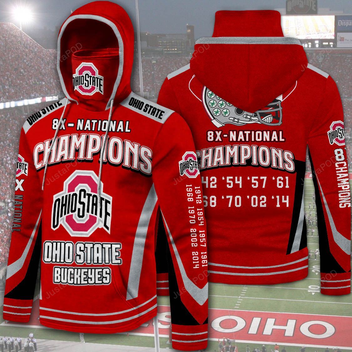 Ohio State Buckeye Hoodie With Gaiter