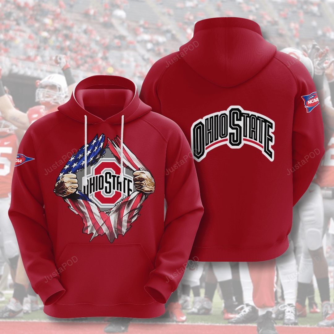 Ohio State Buckeyes 3d All Over Print Hoodie Zip-up Hoodie-trungten-w4724