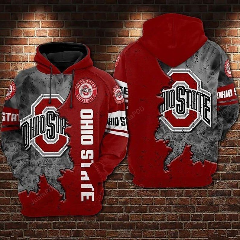 Ohio State Buckeyes 3d All Over Print Hoodie Zip-up Hoodie