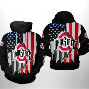 Ohio State Buckeyes Ncaa Us Flag 3d All Over Print Hoodie Zip-up Hoodie