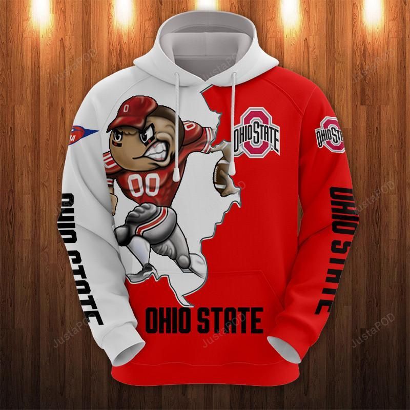 Ohio State Mens 3d All Over Print Hoodie Zip-up Hoodie