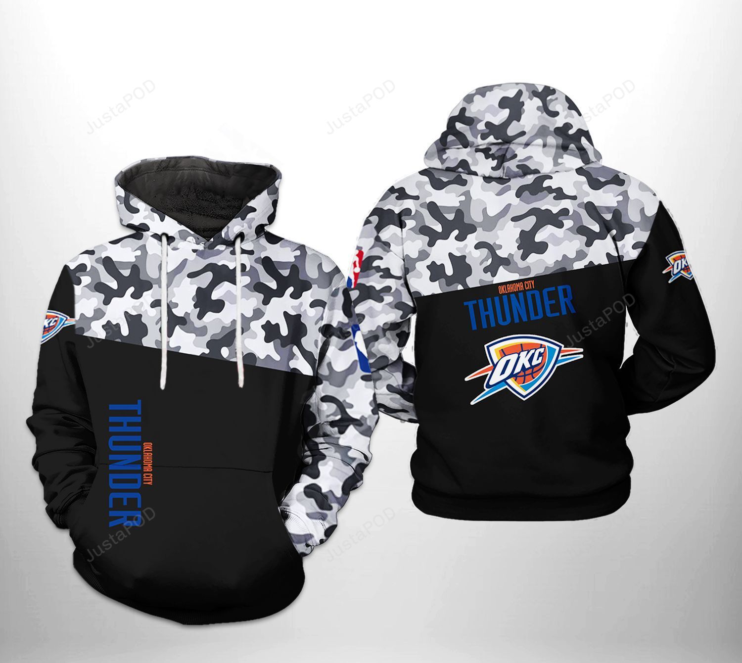 Oklahoma City Thunder Nba Camo Veteran Team 3d All Over Print Hoodie Zip-up Hoodie