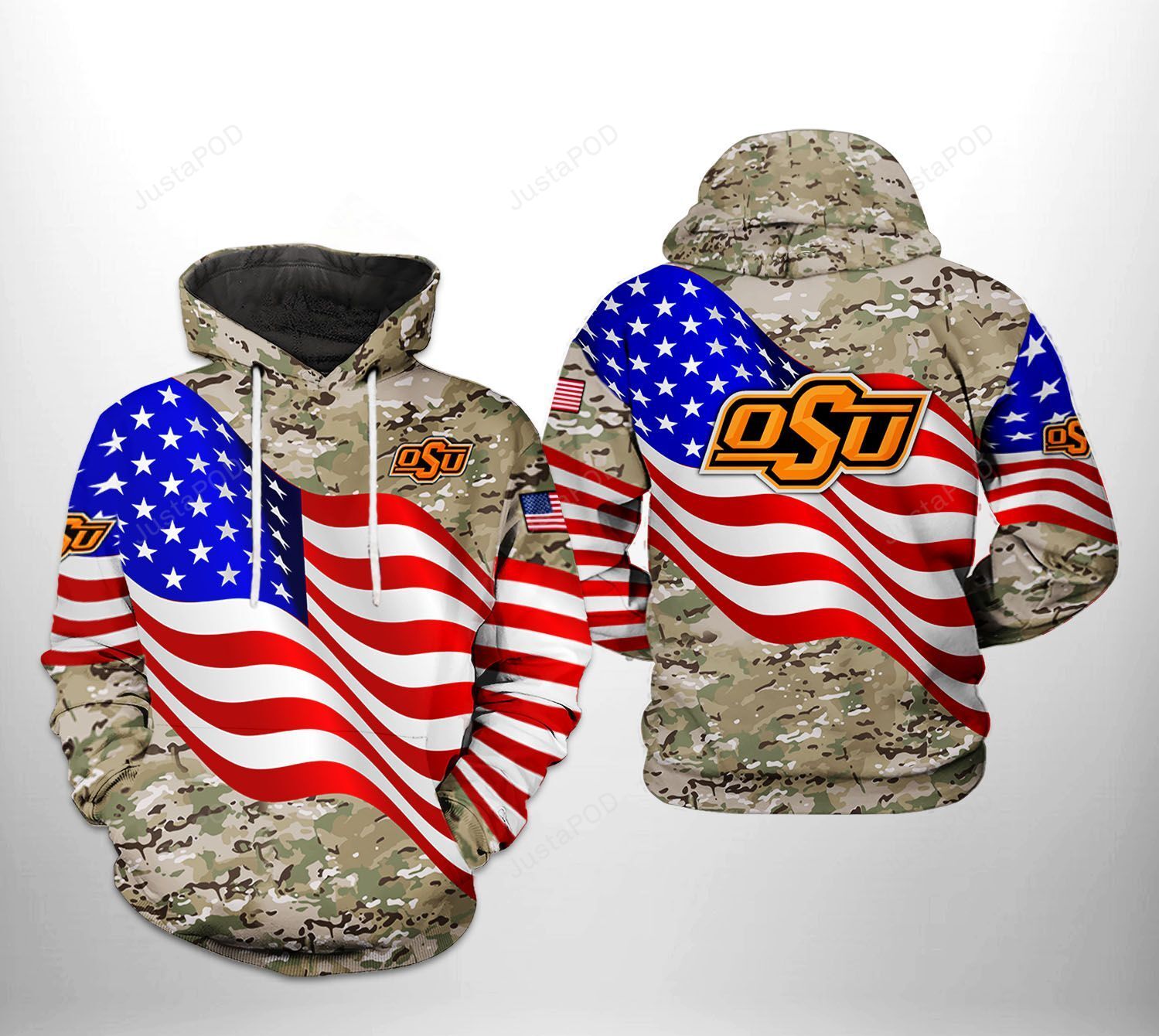 Oklahoma State Cowboys Ncaa Us Flag Camo Veteran 3d All Over Print Hoodie Zip-up Hoodie