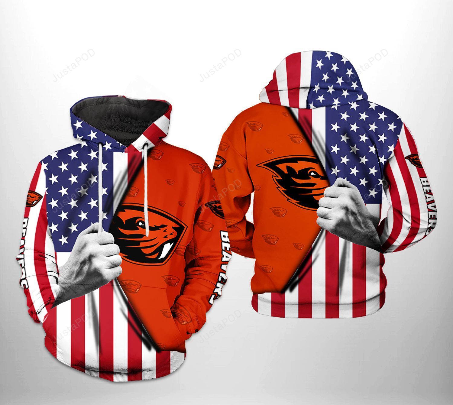 Oregon State Beavers Ncaa Us Flag 3d All Over Print Hoodie Zip-up Hoodie