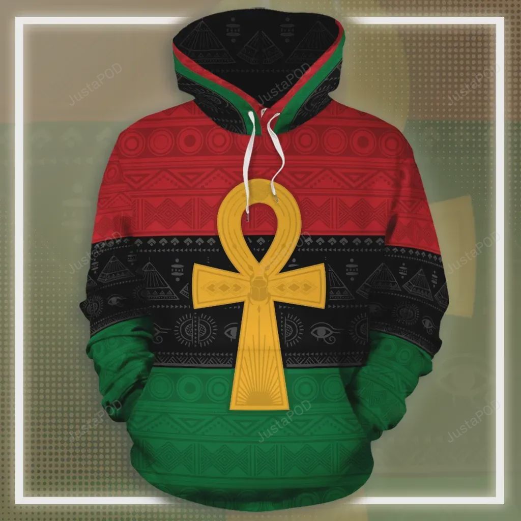 Pan African Ankh 3d All Over Printed Hoodie Zip- Up Hoodie