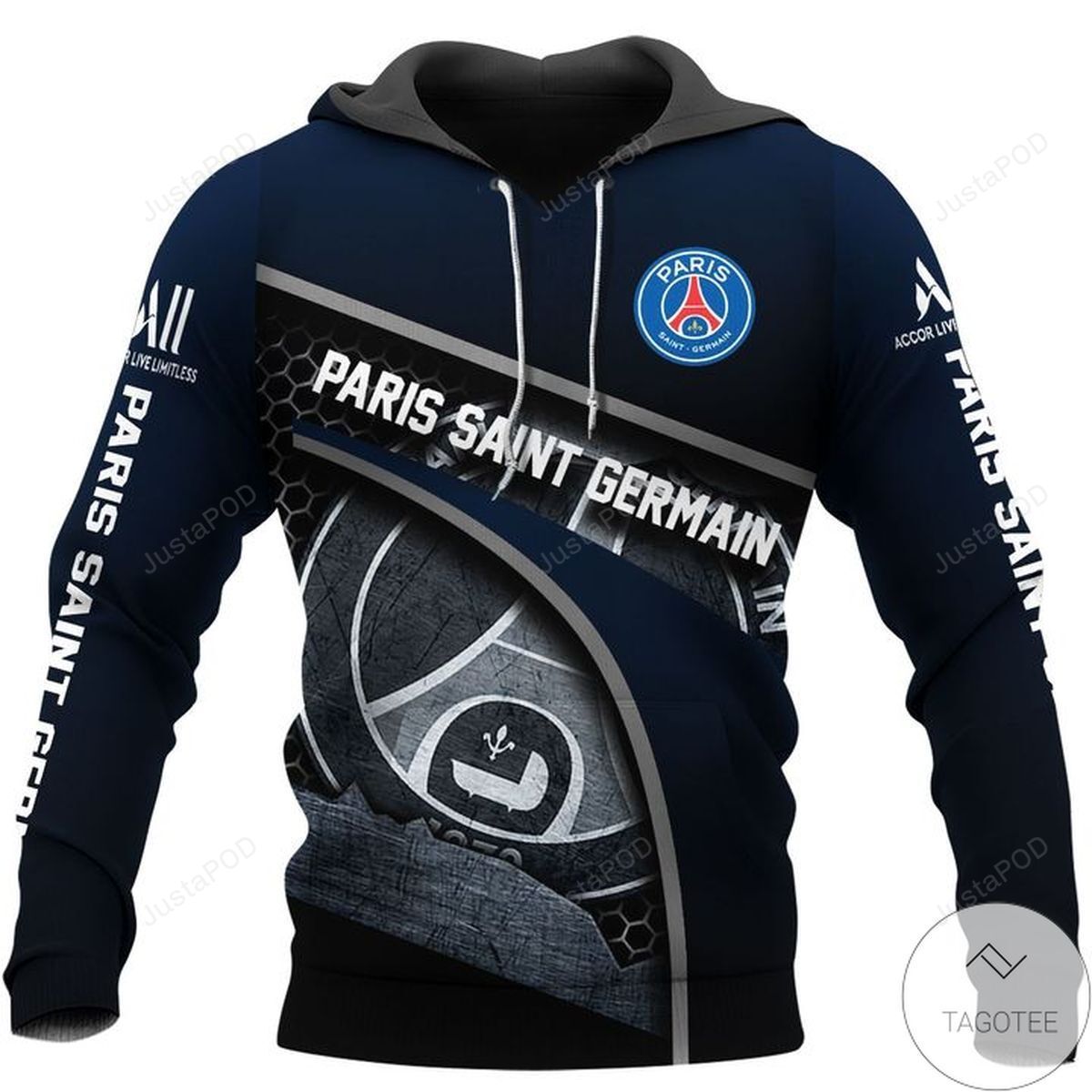 Paris Saint Germain Black 3d All Over Print Hoodie Zip-up Hoodie