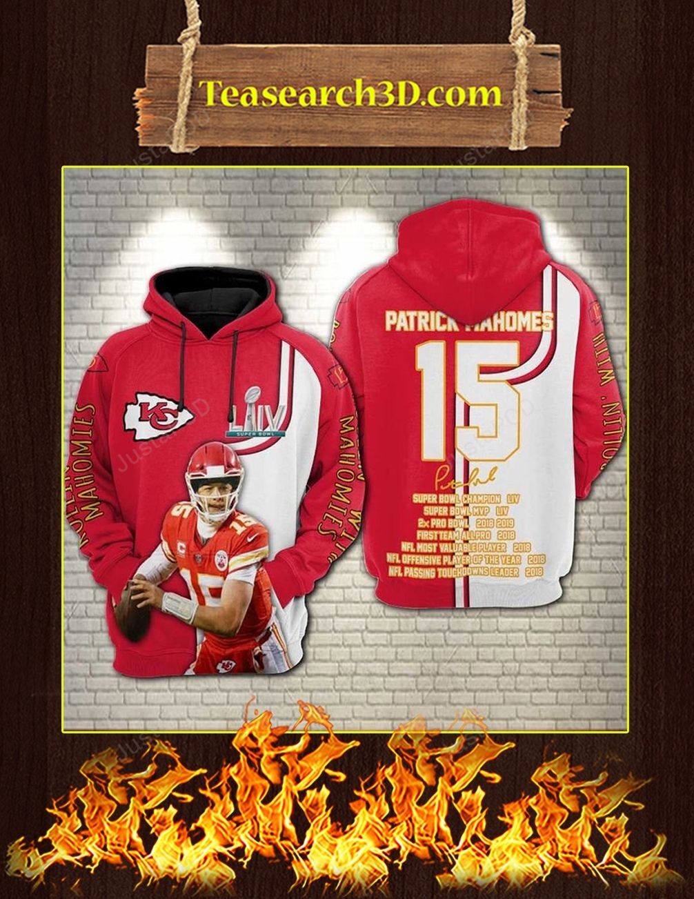 Patrick Mahomes Chiefs Signature 3d All Over Printed Hoodie Zip- Up Hoodie