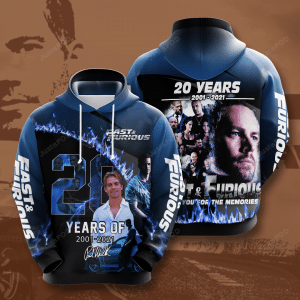 Paul Walker Fast And Furious 20 Years Anniversary 3d All Over Print Hoodie Zip-up Hoodie