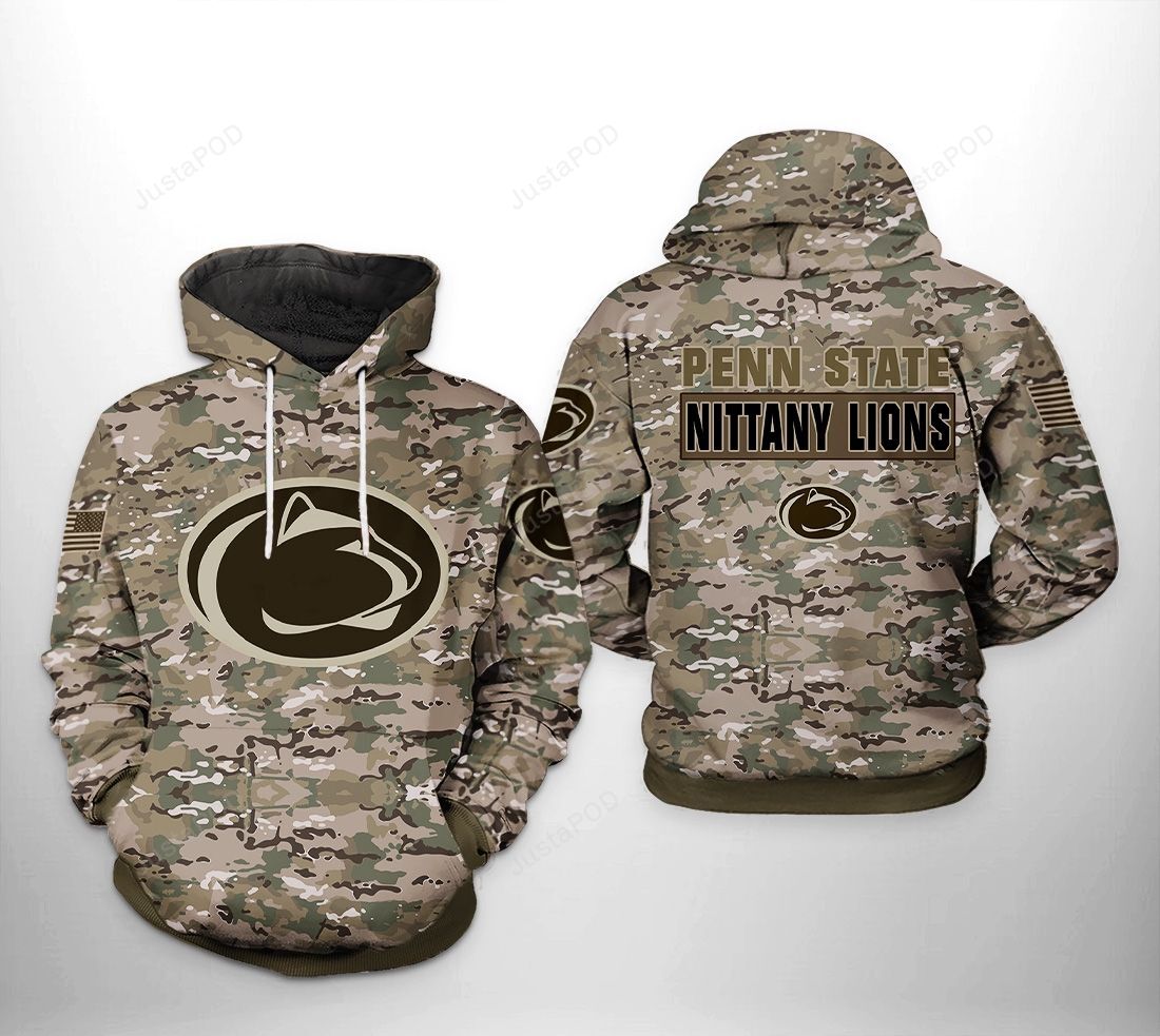 Penn State Nittany Lions Ncaa Camo Veteran 3d All Over Print Hoodie Zip-up Hoodie