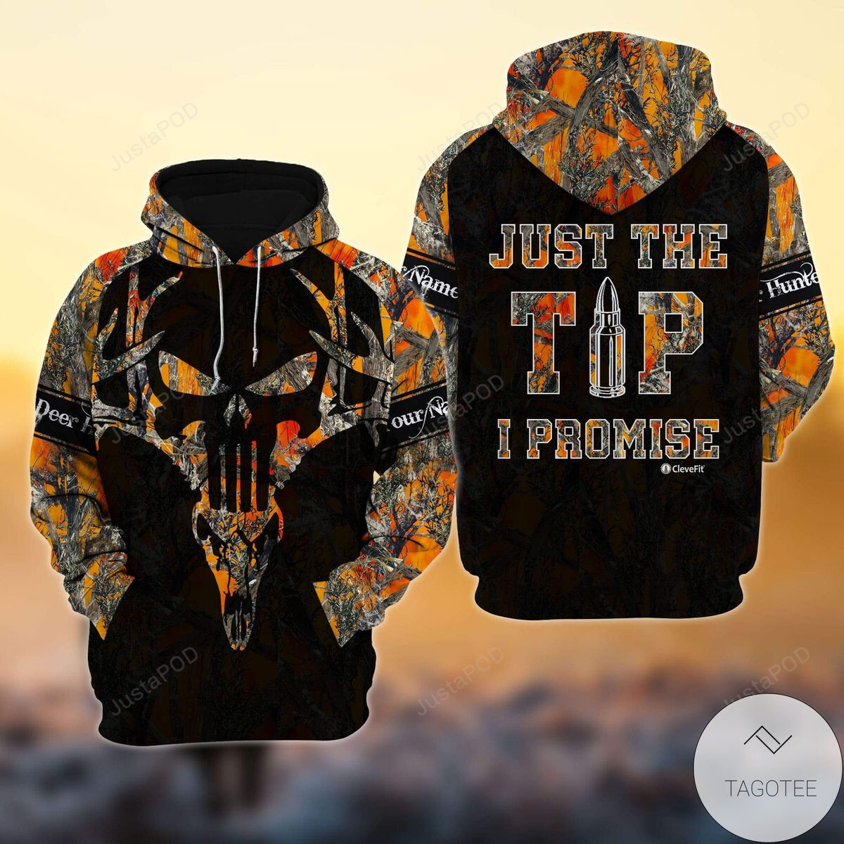 Perosnailzed Custom Name Great Just The Tip I Promise Deer Hunting Camo For Unisex 3d All Over Print Hoodie Zip-up Hoodie