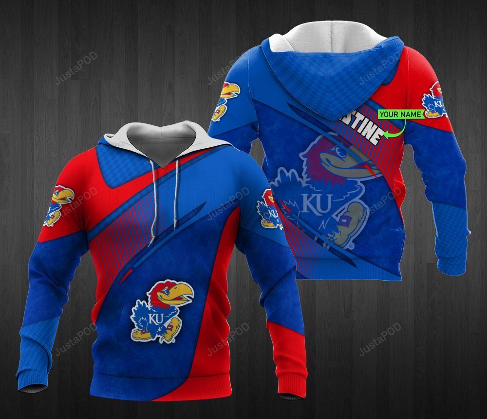 Personalized 3d Hoodie Kansas Jayhawks Custom Name 3d All Over Printed Hoodie-trungten-3pxe1