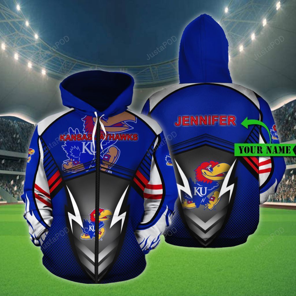 Personalized 3d Hoodie Kansas Jayhawks Custom Name 3d All Over Printed Hoodie-trungten-ylaws