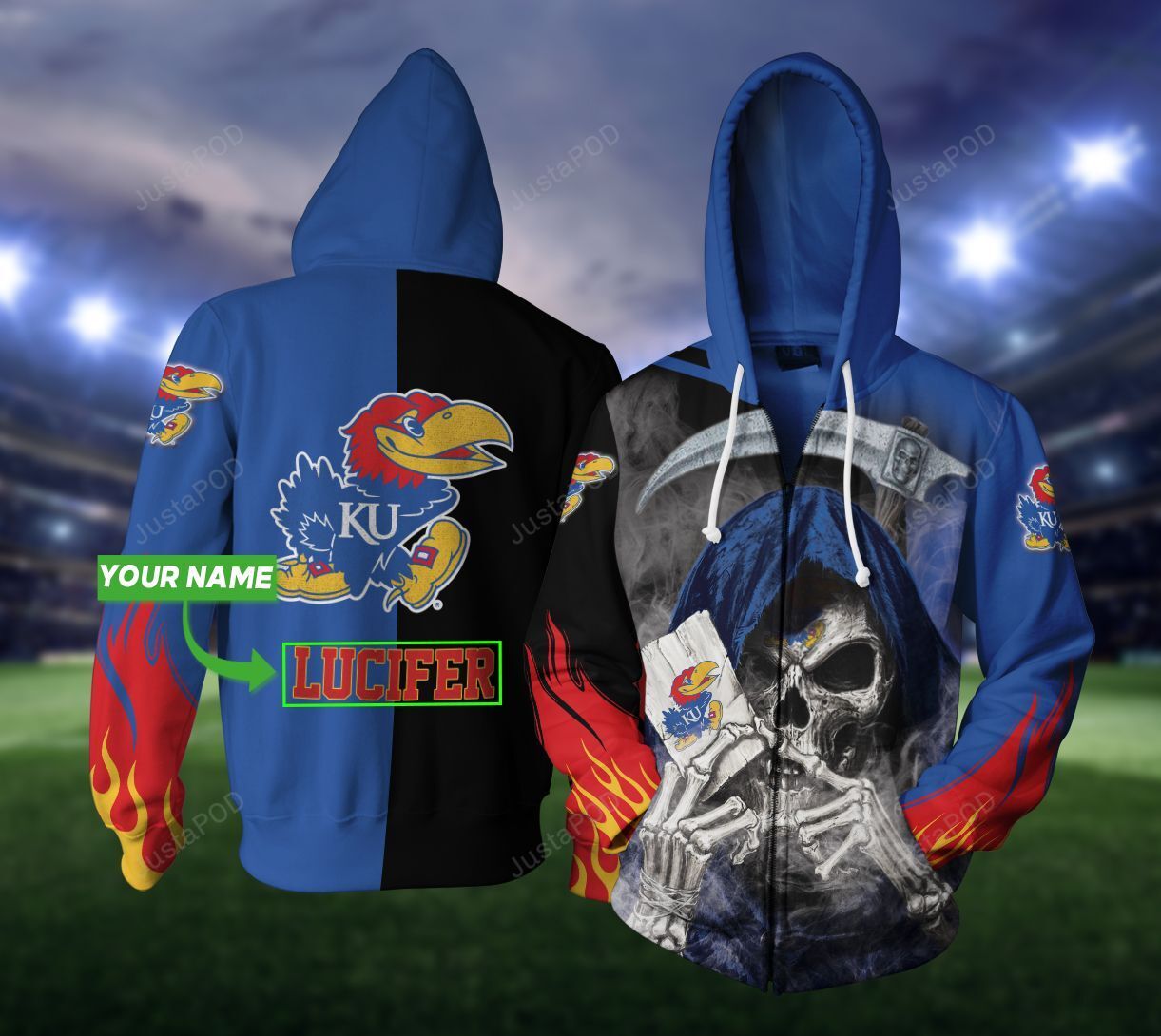 Personalized 3d Hoodie Kansas Jayhawks Custom Name 3d All Over Printed Hoodie