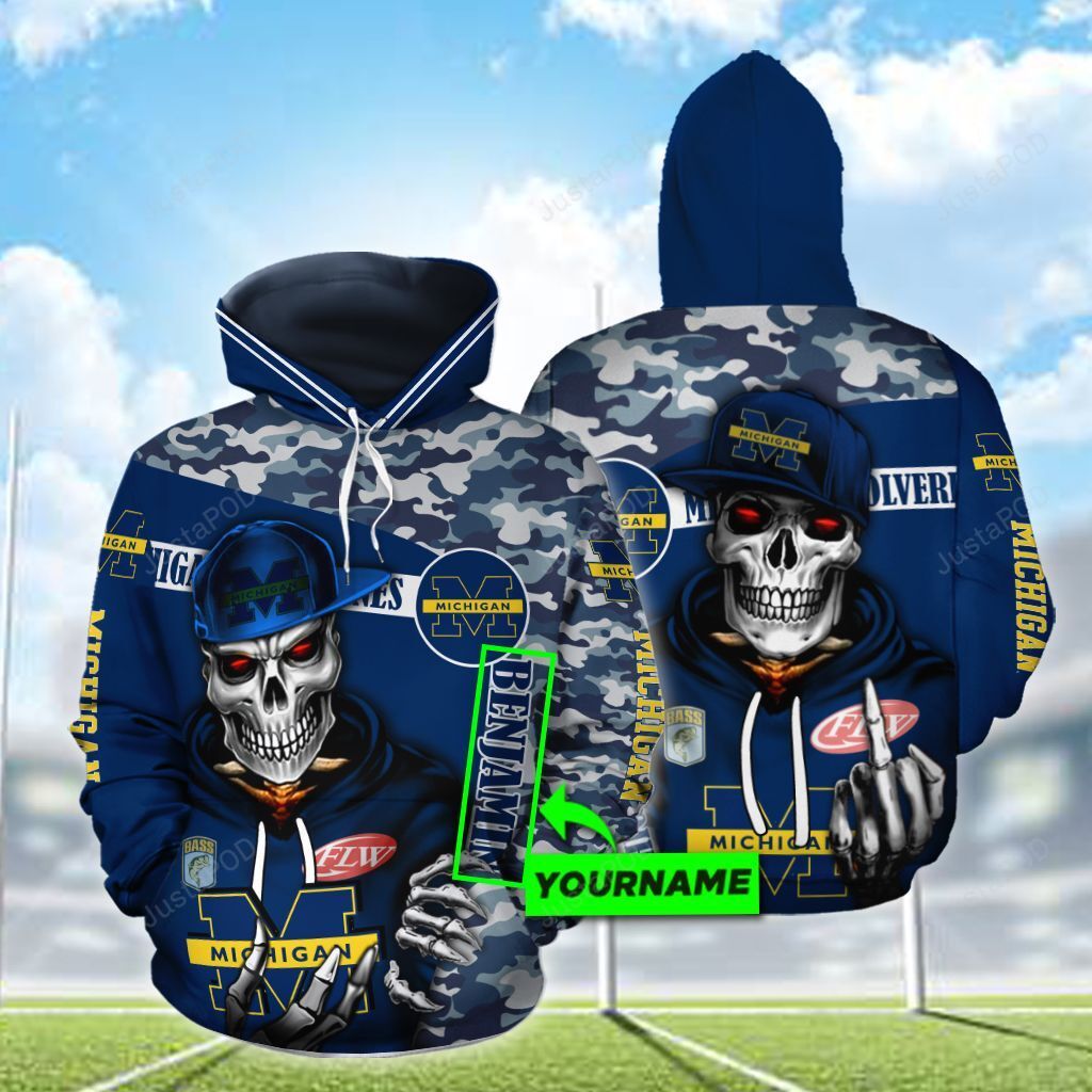 Personalized 3d Hoodie Michigan Wolverines Football Custom Name 3d All Over Printed Hoodie