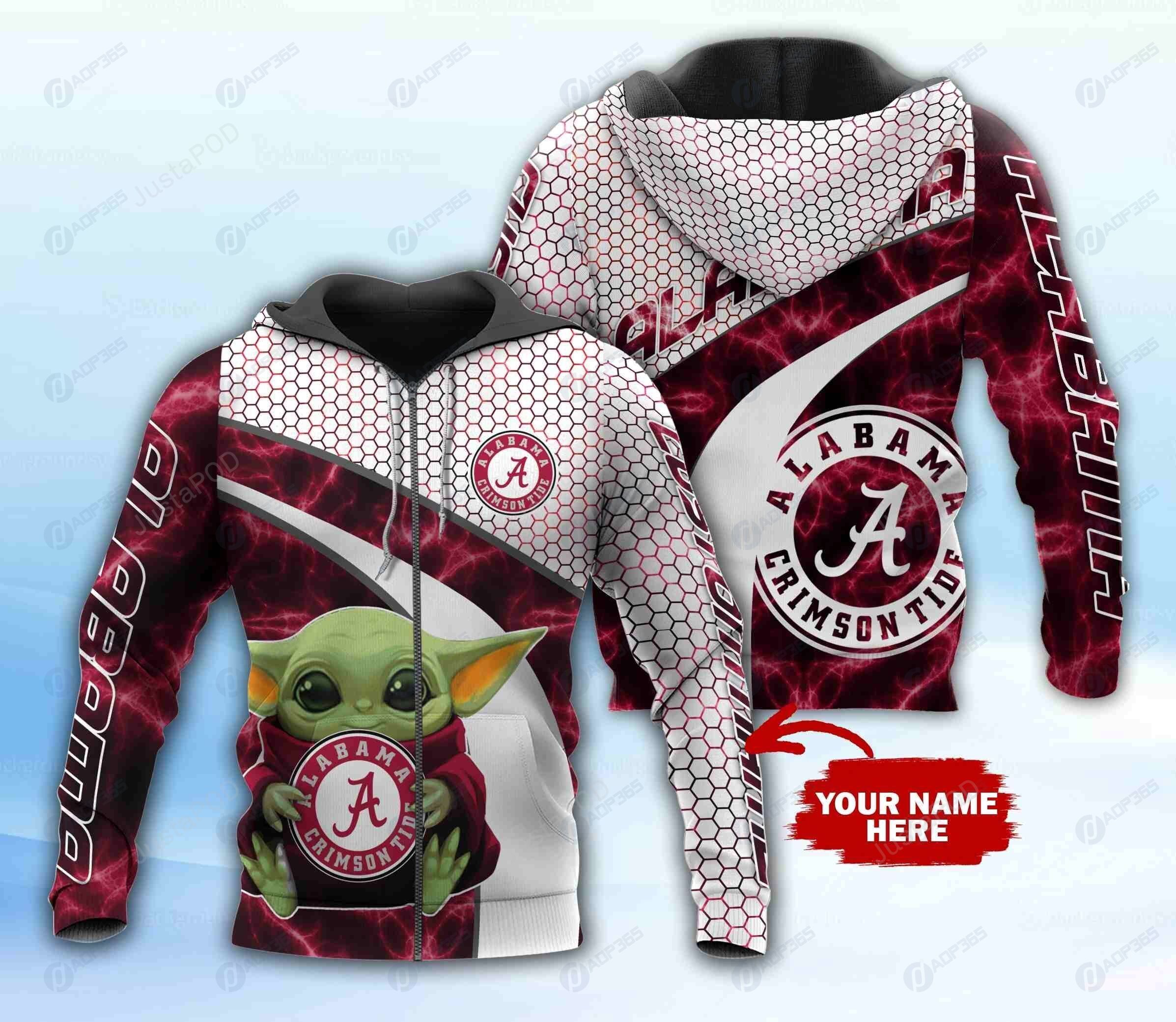 Personalized Alabama Crimson Tide Custom 3d All Over Print Hoodie