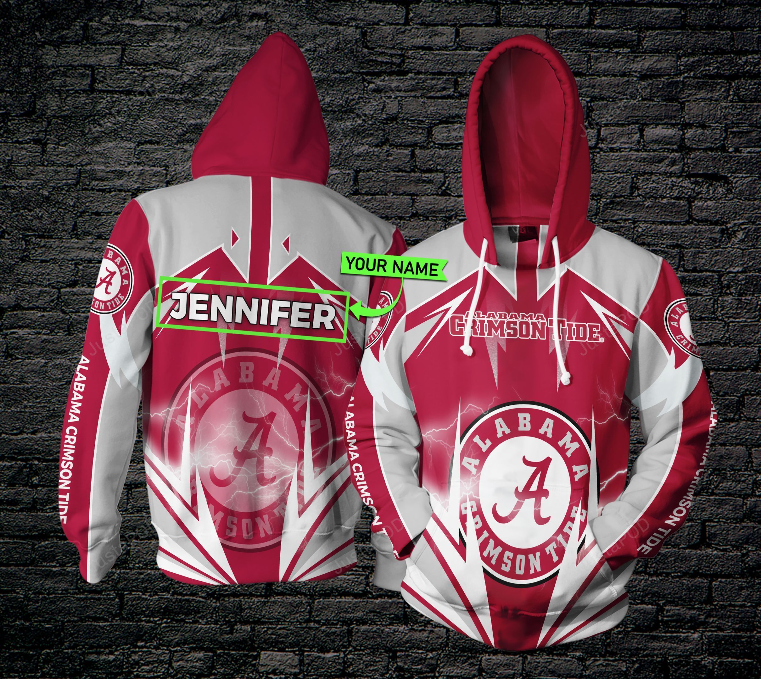 Personalized Alabama Crimson Tide Football Lightning Custom 3d All Over Print Hoodie