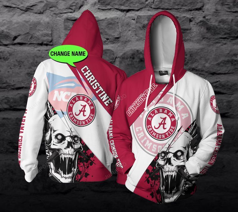 Personalized Alabama Crimson Tide Ncaa Skull Custom 3d All Over Print Hoodie