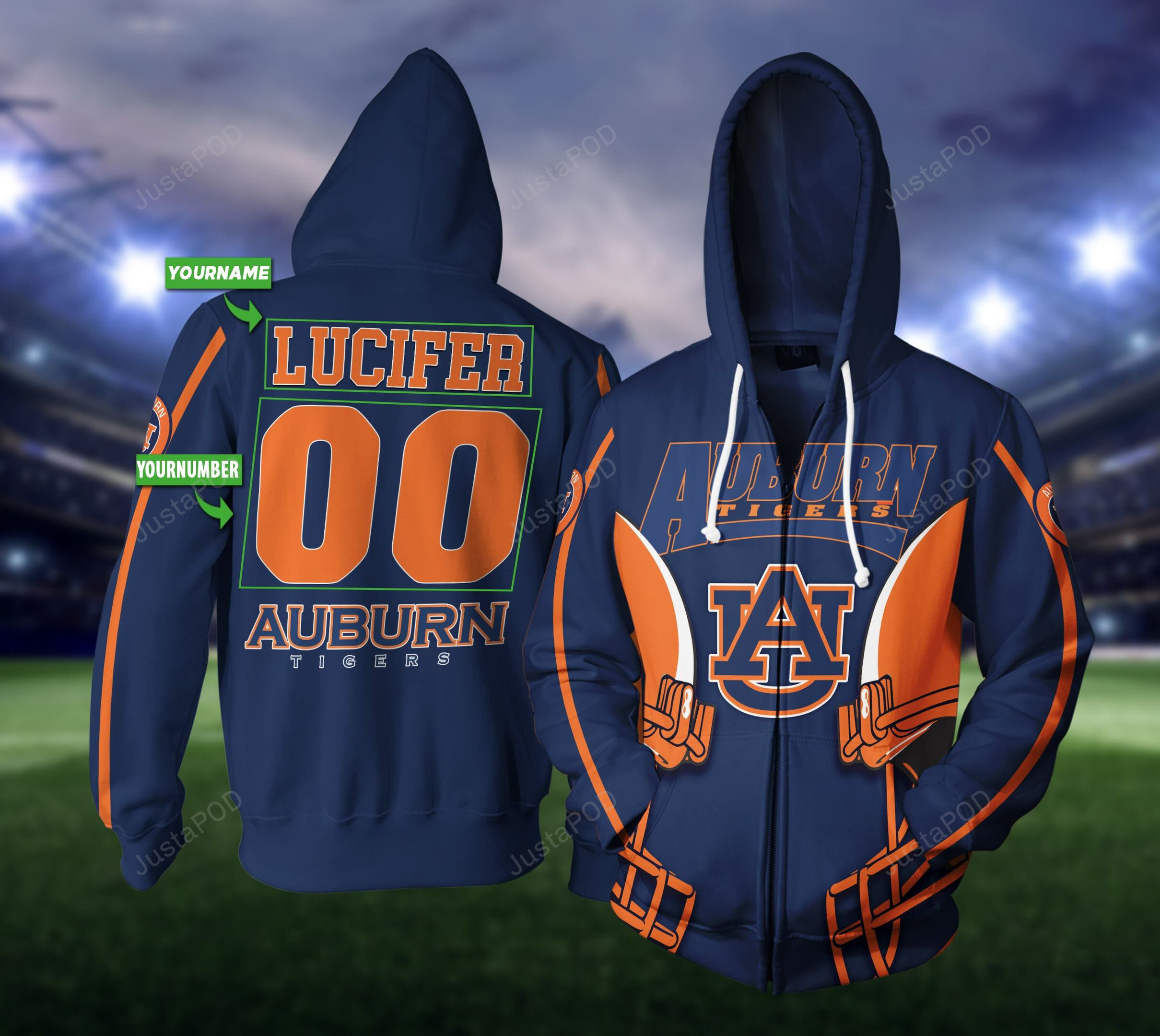 Personalized Auburn Tigers Custom 3d All Over Print Hoodie