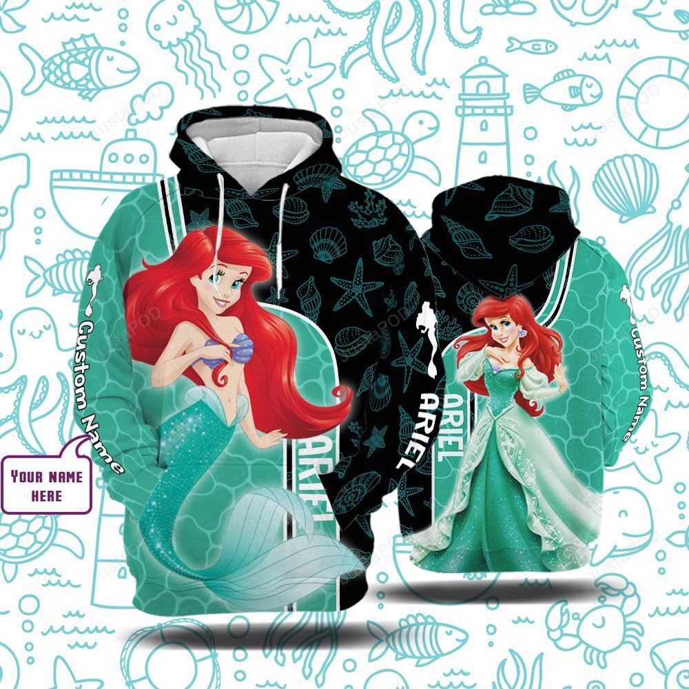 Personalized Cartoon Character Ariel Form Hoodie All Over Printed 3d Custom Name Unisex Men Women