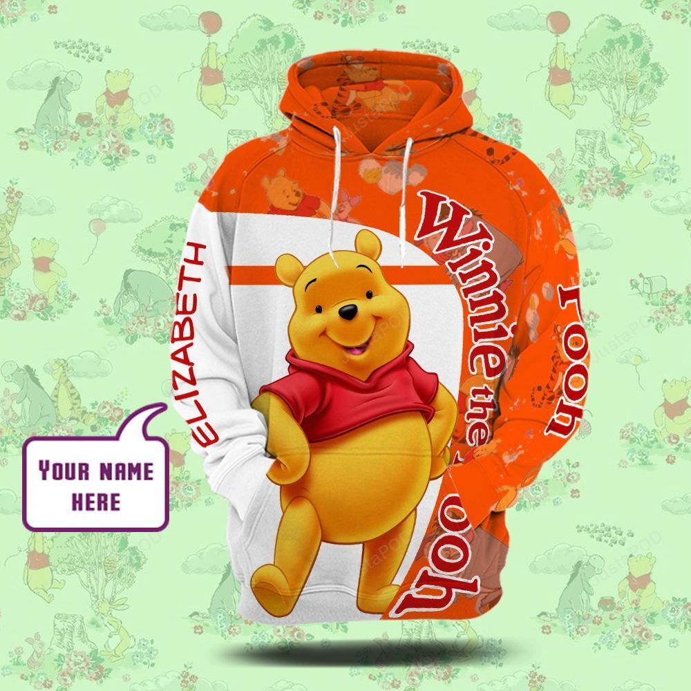 Personalized Cartoon Character Winnie The Pooh Hooded Hoodie Custom Name Unisex Men Women 3d All Over Print Hoodie