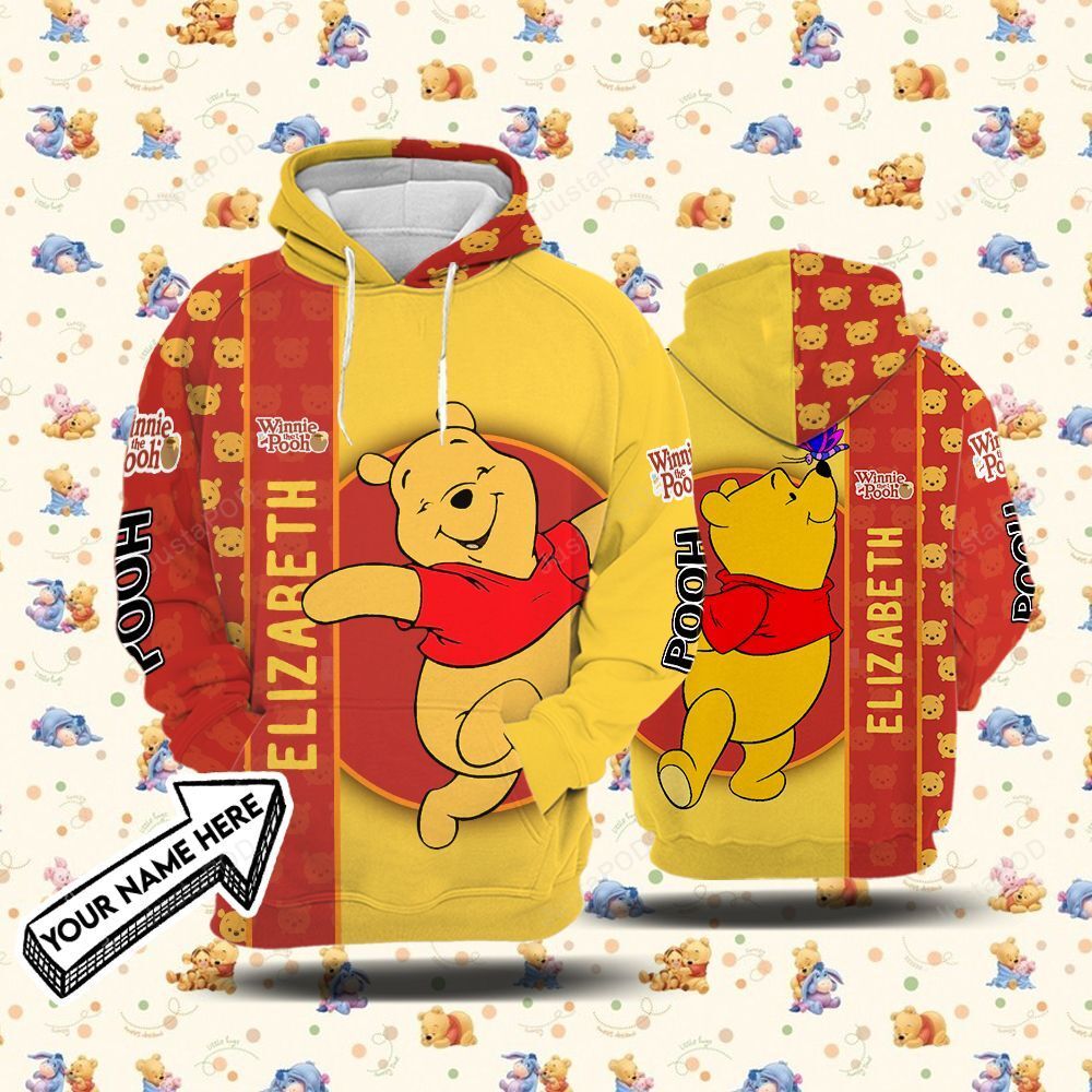 Personalized Cartoon Character Winnie The Pooh Hoodie Custom Name Unisex Men Women 3d All Over Print Hoodie