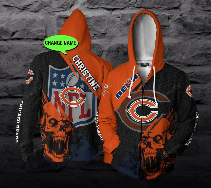 Personalized Chicago Bears Nrl Skull Custom 3d All Over Print Hoodie