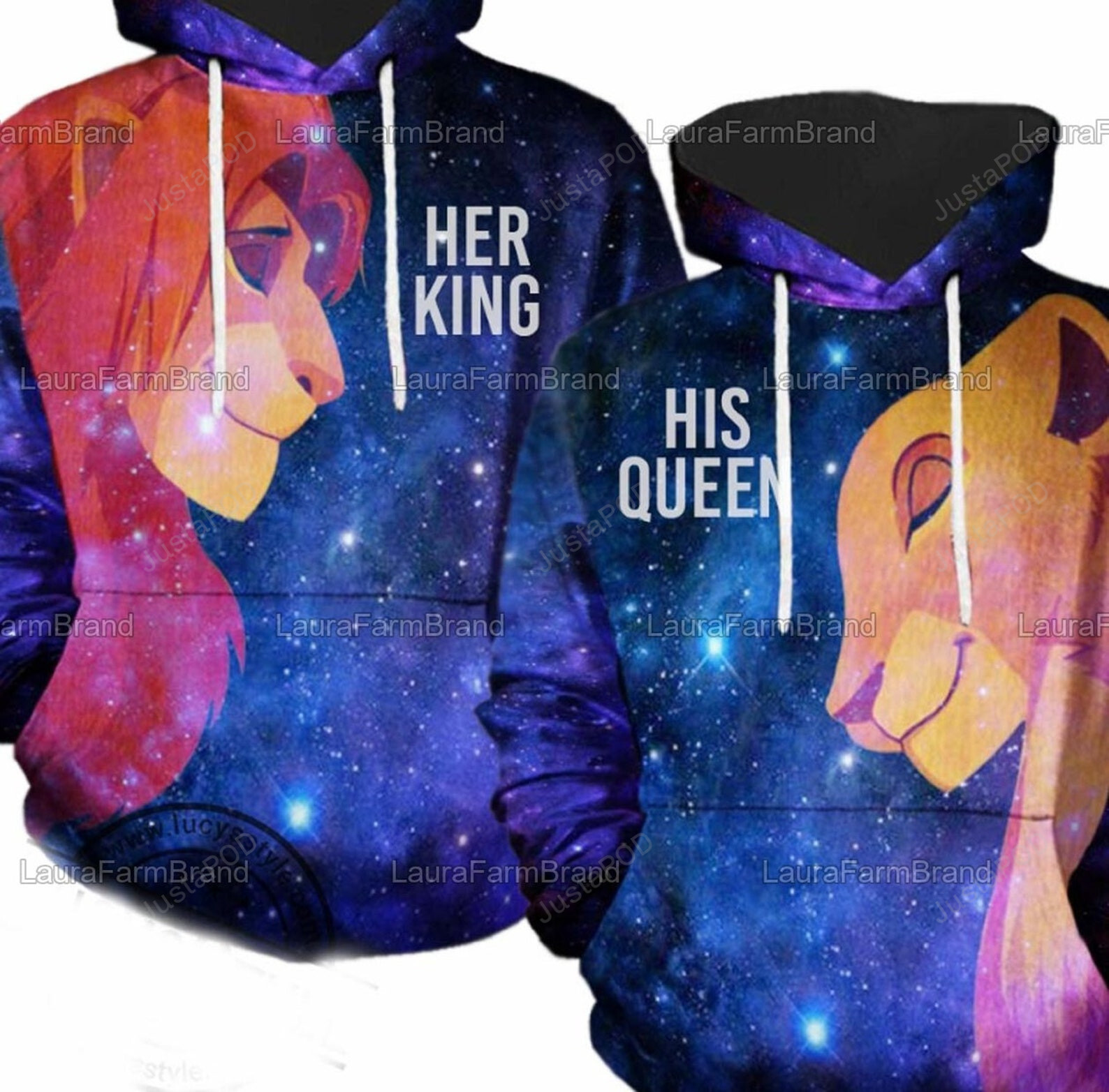 Personalized Choose Version Her King Or His Queen The Lion King Couple 3d All Over Print Hoodie Zip-up Hoodie