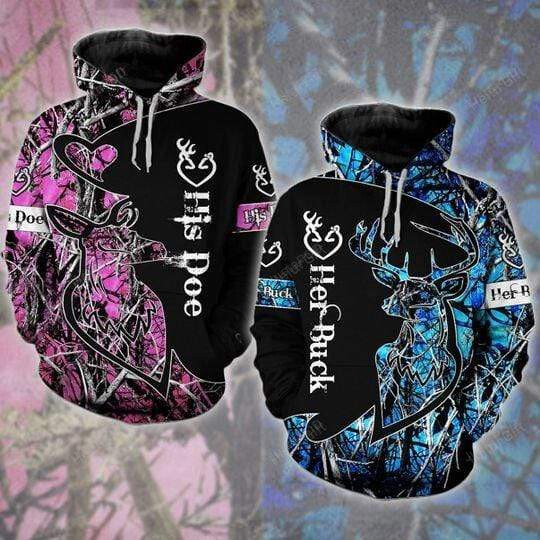 Personalized Custom Her Buck Or His Doe Deer Hunting Couple I Choose You 3d All Over Print Hoodie Zip-up Hoodie